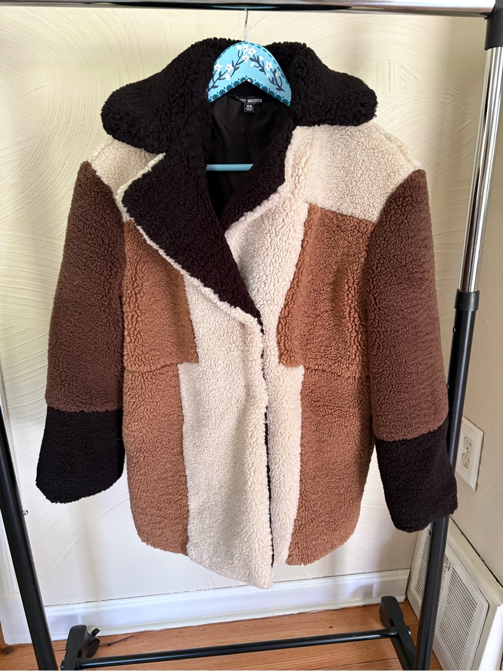 Steve Madden Colorblock Sherpa Coat